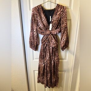 Anthropologie Leopard Twist-Front Maxi Dress